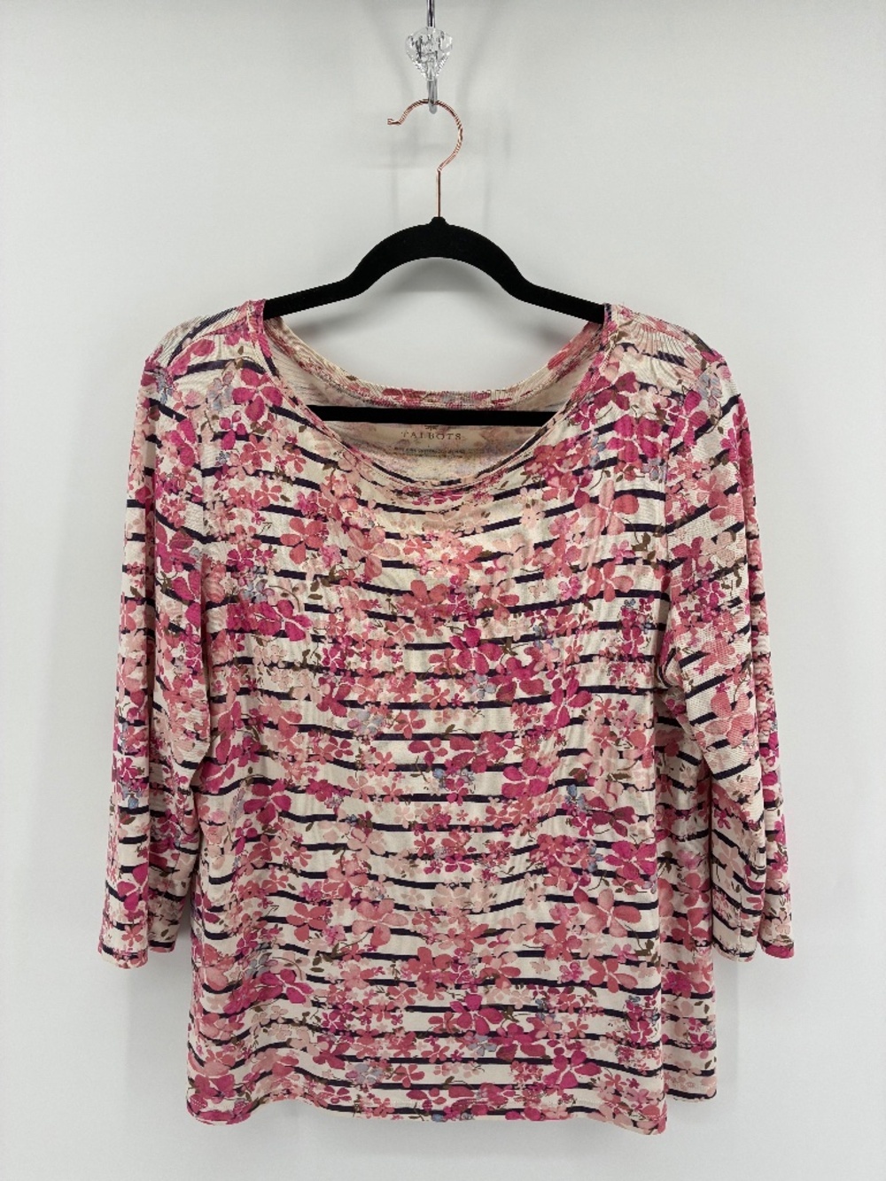 Talbots Floral 3/4 Cotton Lightweight Top Blouse